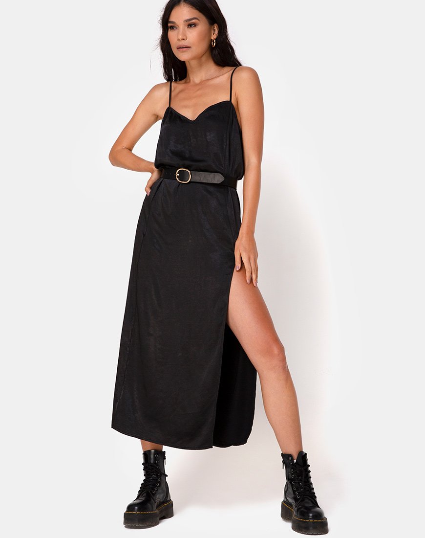 Afbeelding van Batis Maxi Dress in Satijn Zwart