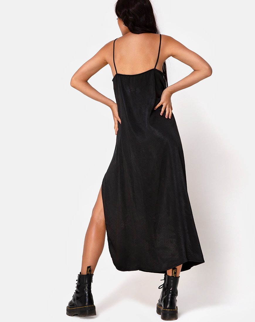 Afbeelding van Batis Maxi Dress in Satijn Zwart