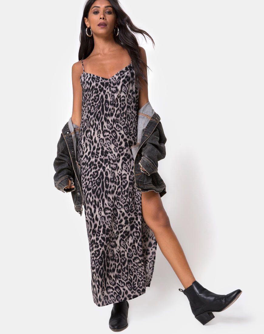 Afbeelding van Batis Maxi Dress in Luipaardgrijs
