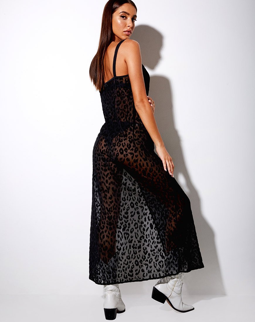 Afbeelding van Batis Maxi Dress in Animal Black Net