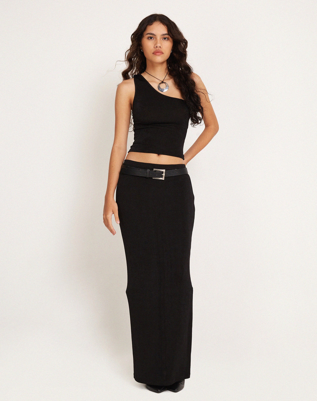 Bay One Shoulder Top in Zwart