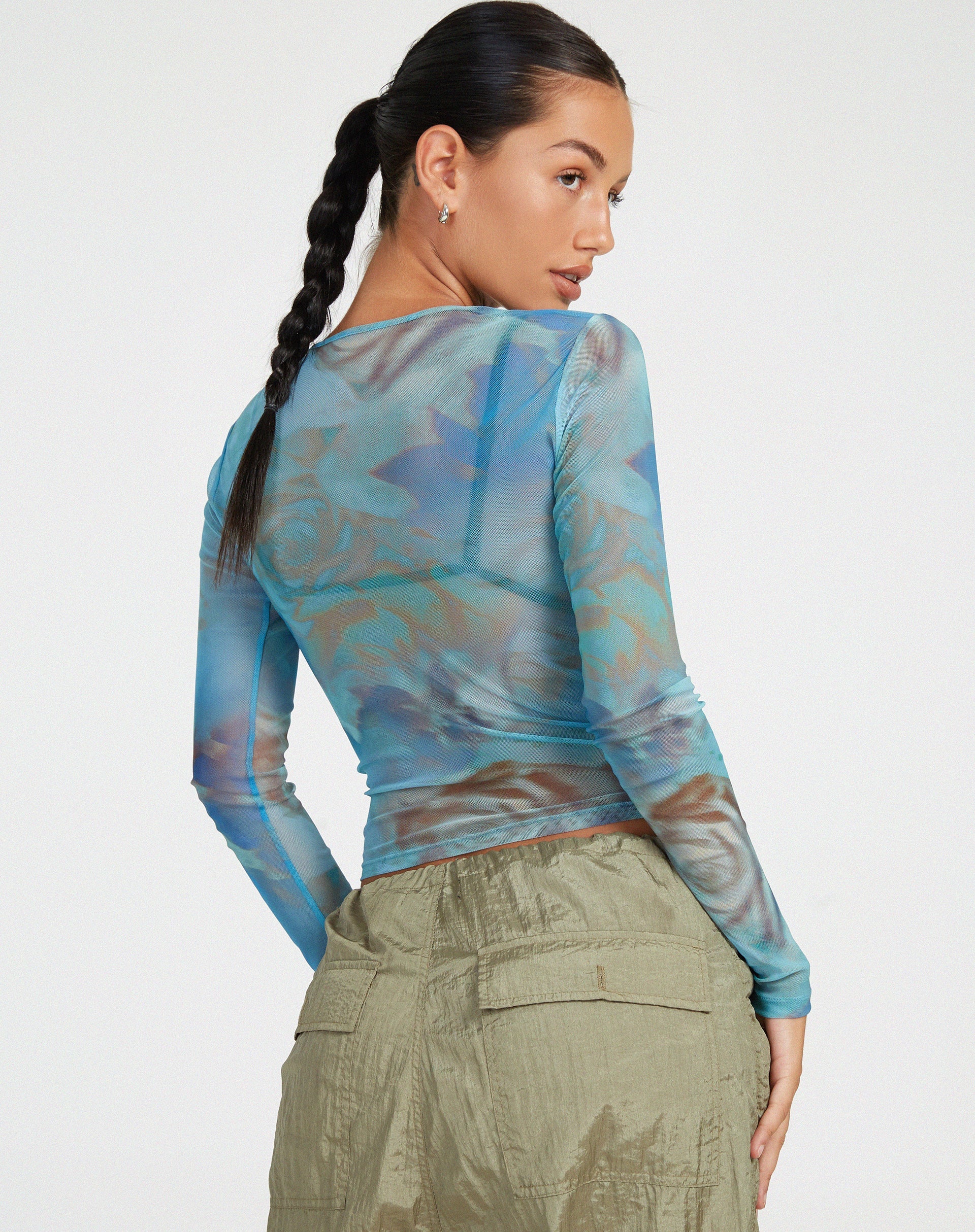 Afbeelding van Elijah Crop Top in Digi Petal Blue