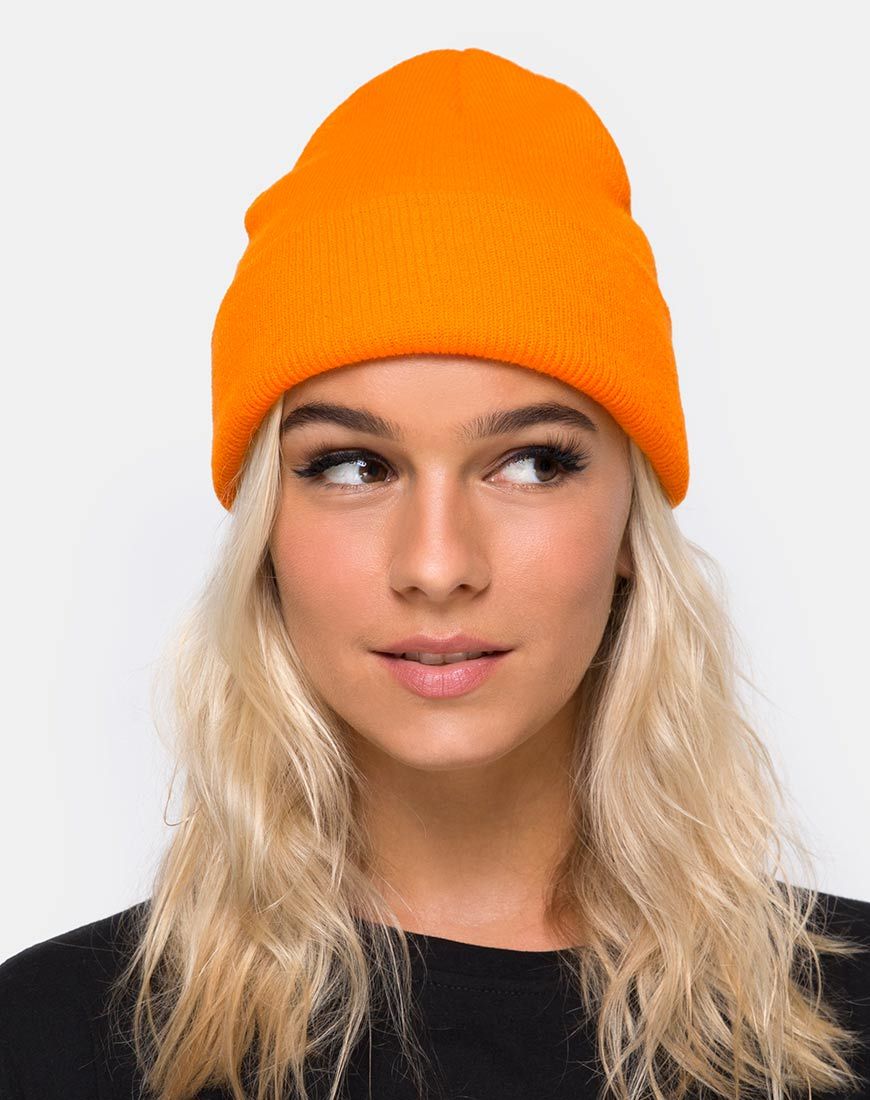 Beanie muts in zuuroranje
