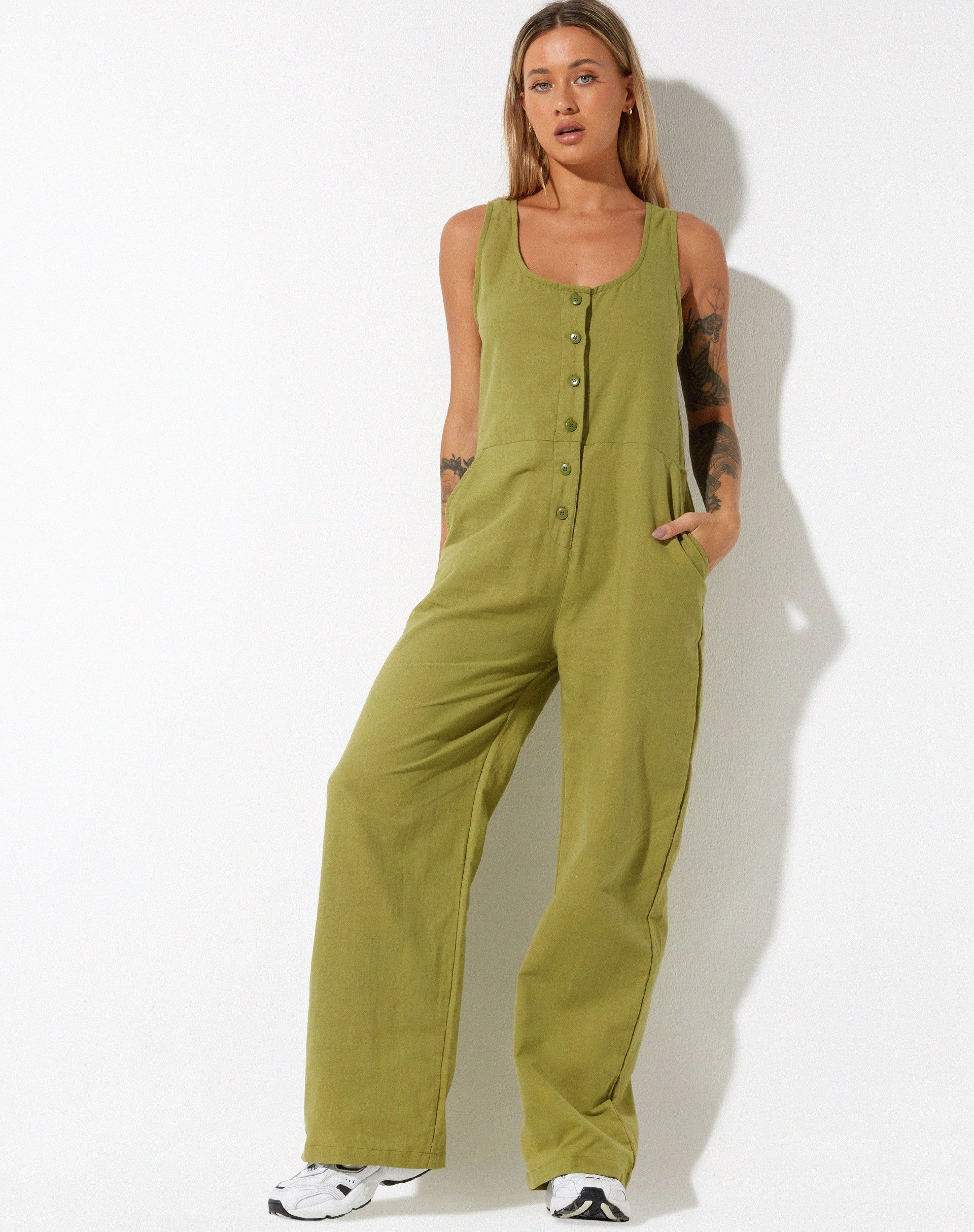 Afbeelding van Beatrix-jumpsuit in linnen Rami Green