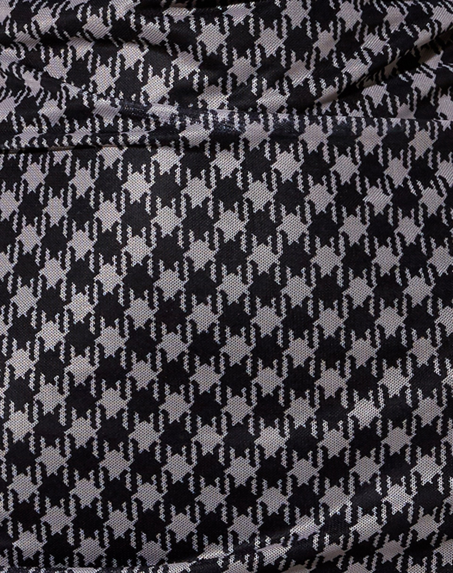 Afbeelding van Becky Bodycon Dress in Mesh Diagonal Dogtooth Zwart en Tan