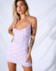 Afbeelding van Becky Bodycon Jurk in Lila Mesh Daisy Wit Vlokje