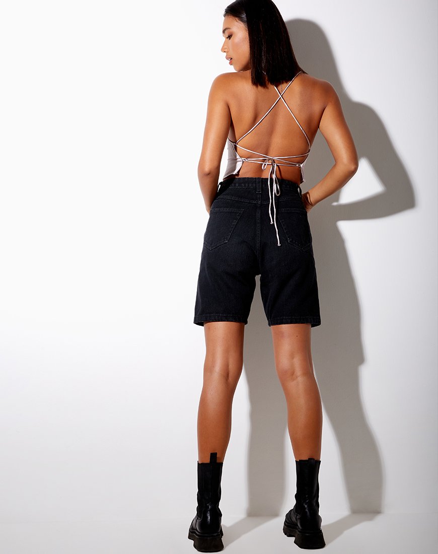 Afbeelding van Belisa Crop Top in Satijn Zilvergrijs