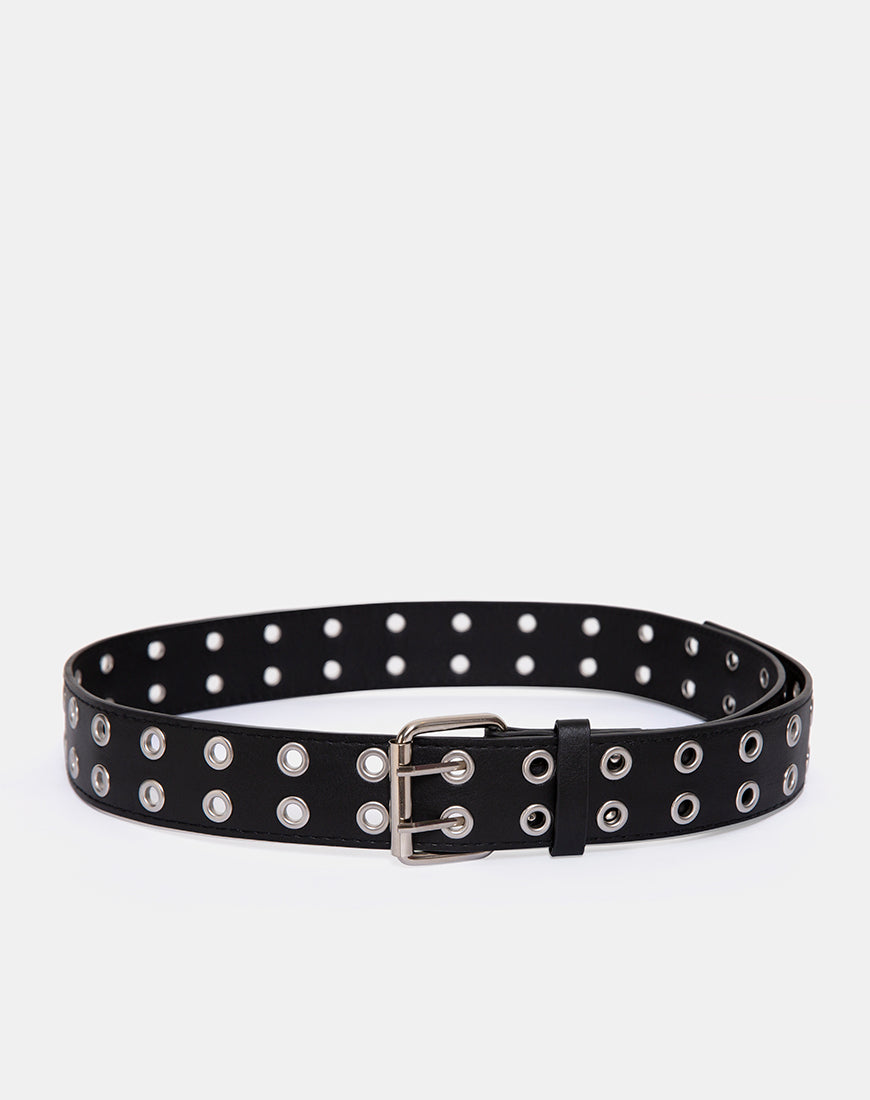 Afbeelding van Dubbele Grommet Riem in Punk Zwart PU