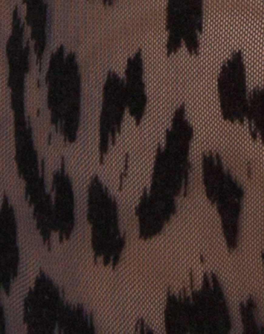 Afbeelding van Berani Highneck Bodice in Animal Black Net
