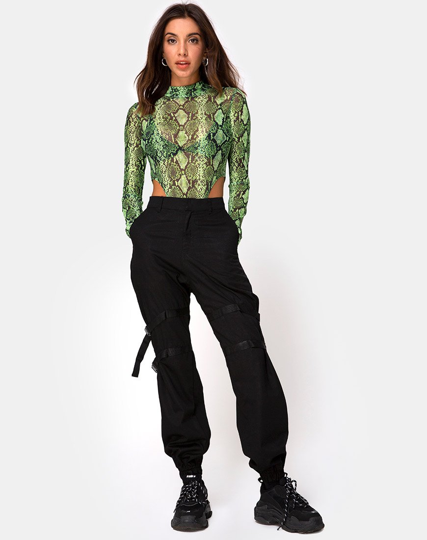 Afbeelding van Berani Bodice in Slime Lime Snake Mesh