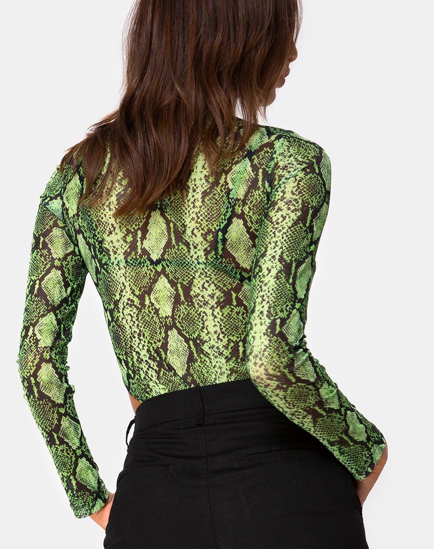 Afbeelding van Berani Bodice in Slime Lime Snake Mesh