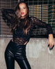 Afbeelding van Berani Highneck Bodice in Animal Black Net
