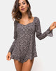 Afbeelding van Berlo Playsuit met lange mouwen in Ditsy Rose Zwart