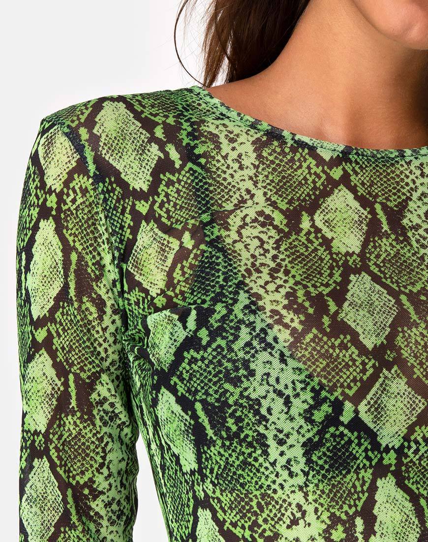 Afbeelding van Betina Bodice in Slime Lime Snake Mesh