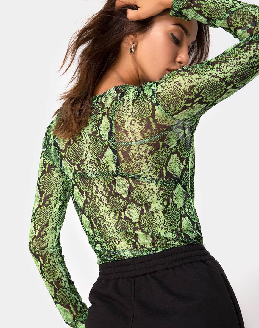 Afbeelding van Betina Bodice in Slime Lime Snake Mesh