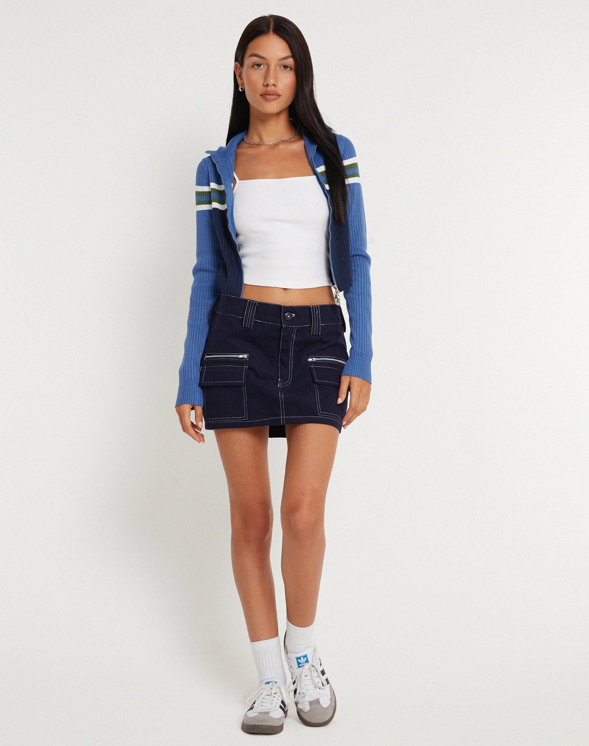 Afbeelding van Betsy MIni rok in marine met witte topsteek