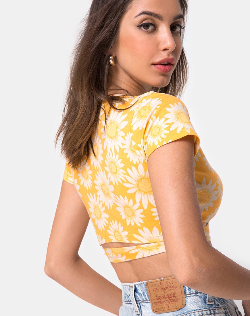 Biaz Wrap Crop in Zonnig Bloemig Geel
