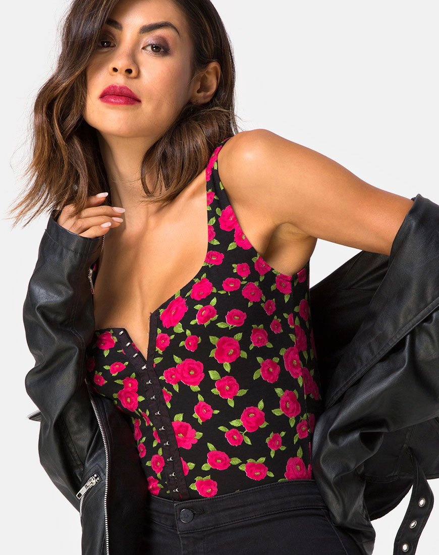 Bida Bodice in Rood Bloeiend