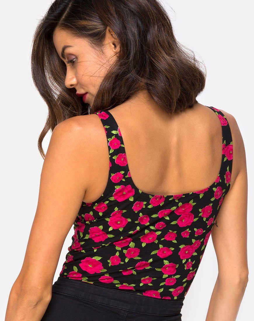 Bida Bodice in Rood Bloeiend