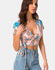 Afbeelding van Bilen Crop Top in Jungle Flower Blauw en Crème