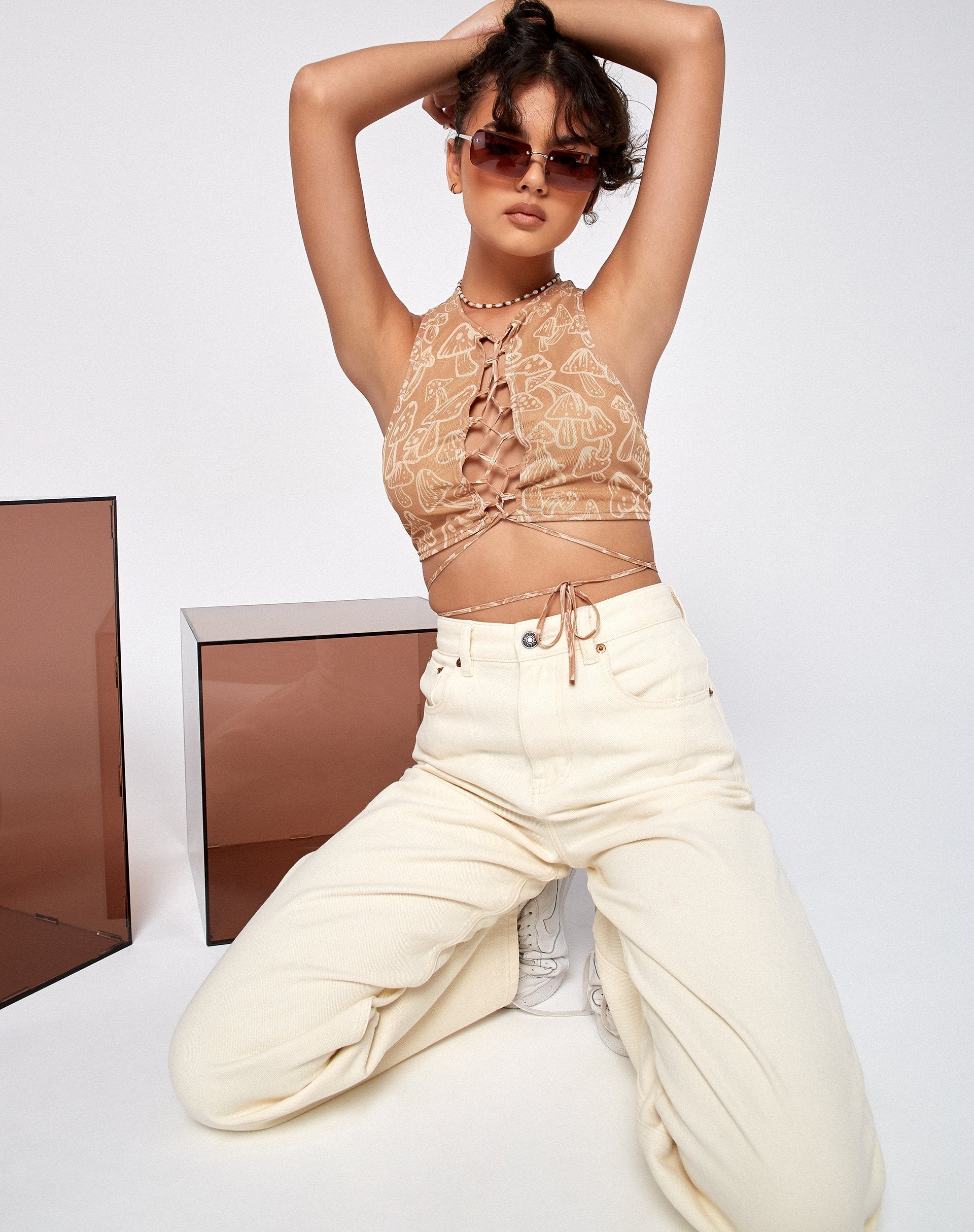 Afbeelding van Bima Crop Top in Tan Paddenstoel