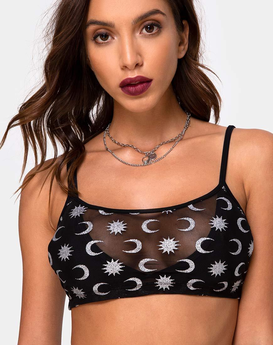 Afbeelding van Blink Crop Top in Over The Moon Zwart met Glitter
