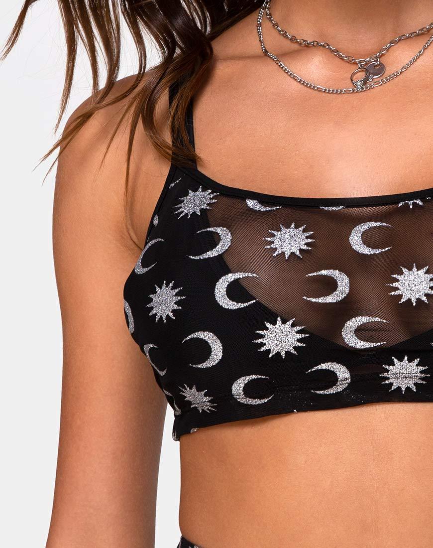 Afbeelding van Blink Crop Top in Over The Moon Zwart met Glitter