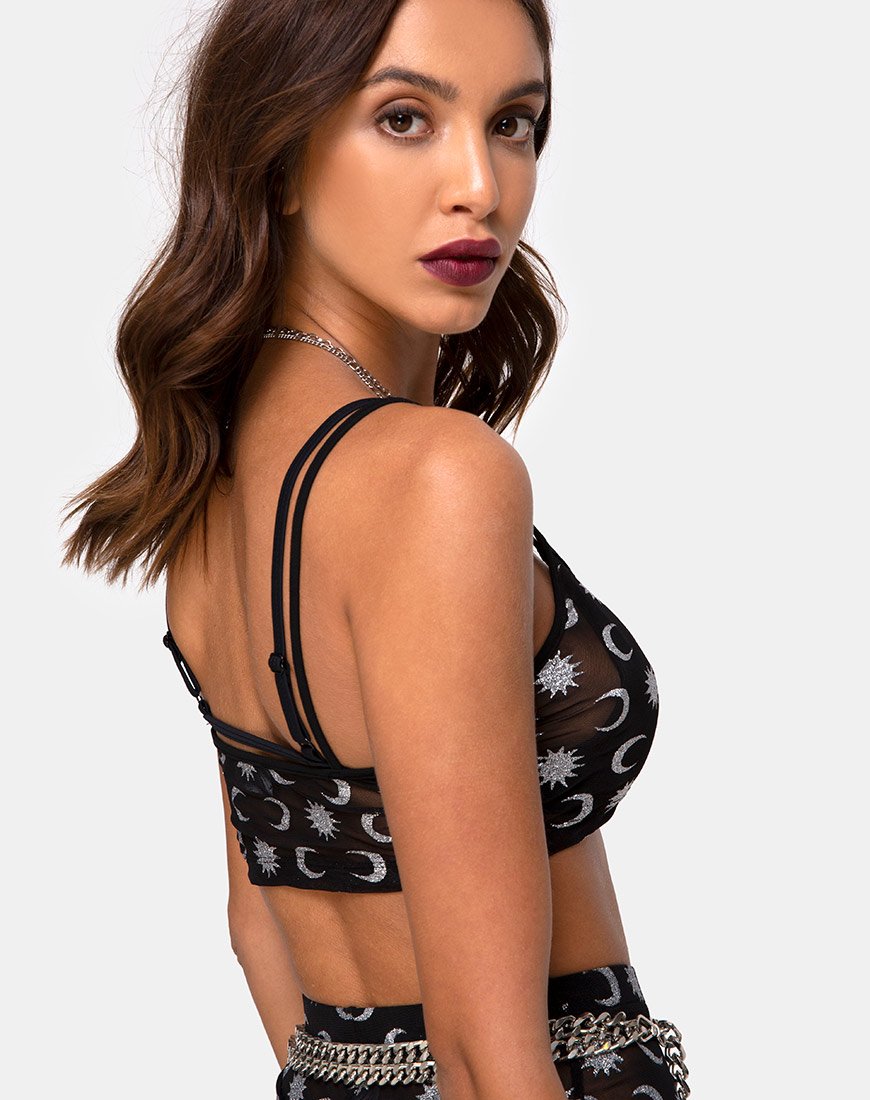 Afbeelding van Blink Crop Top in Over The Moon Zwart met Glitter