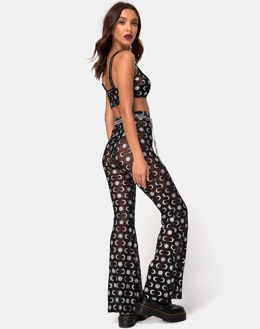Afbeelding van Herlom Flare Broek in Over the Moon Zwart met Glitter