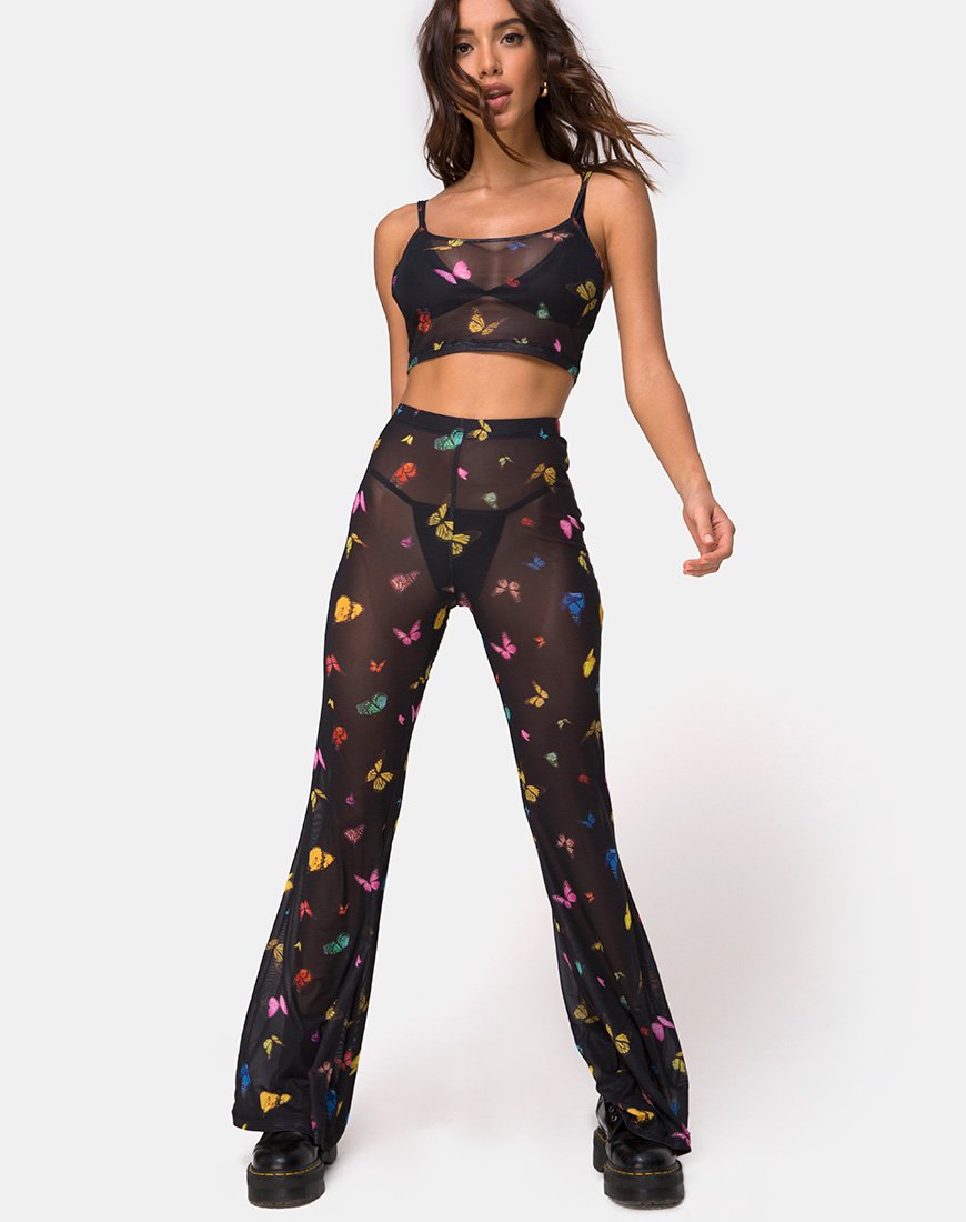 Afbeelding van Bliss Crop Top in Mesh Zwart Vlinder