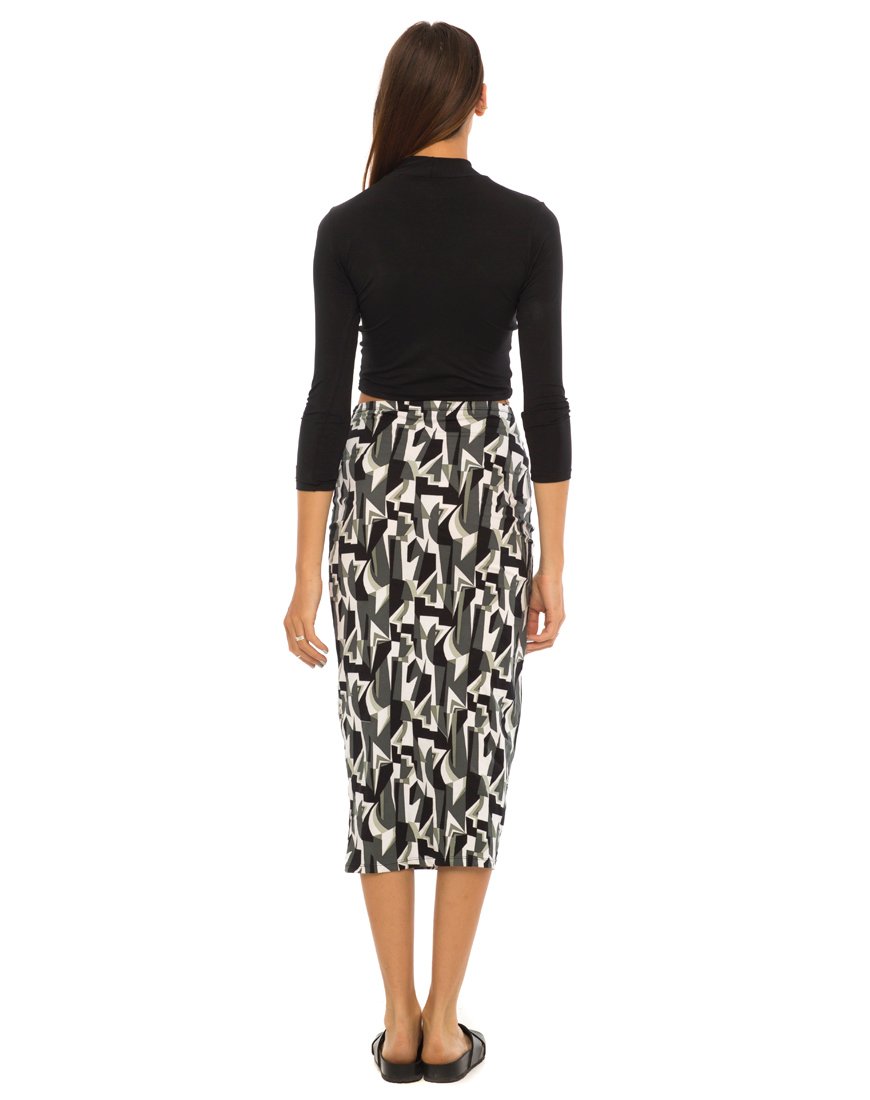 Afbeelding van Motel Bobby Midi rok in Geo Pop zwart-wit