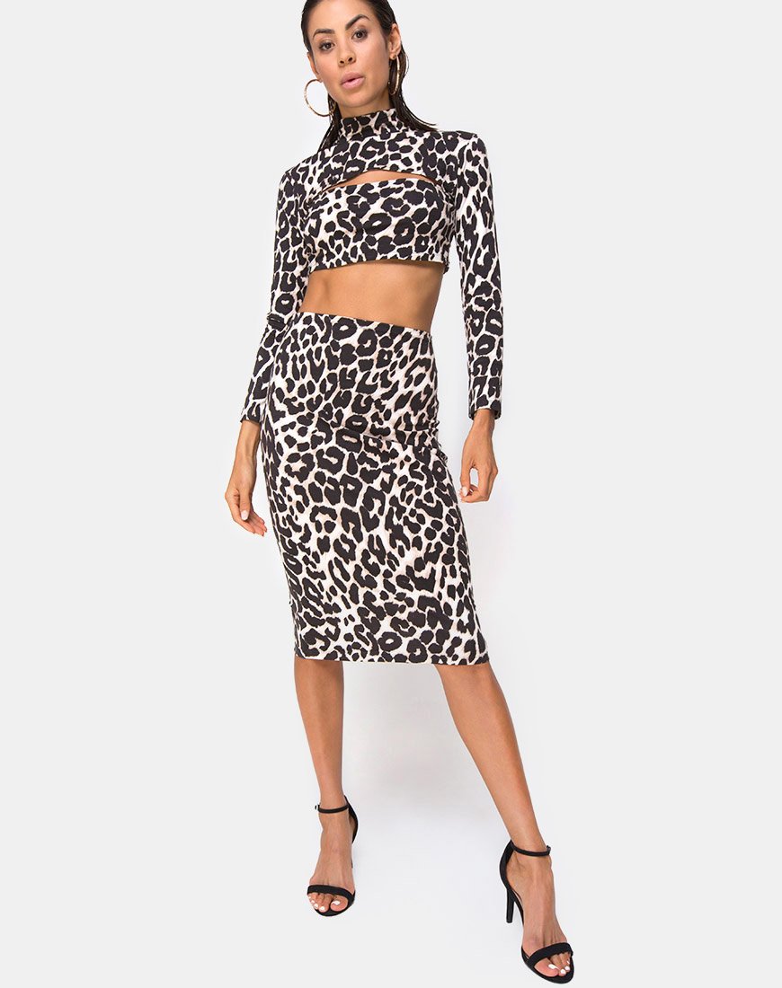Afbeelding van Bobby Midi rok in oversized Jaguar