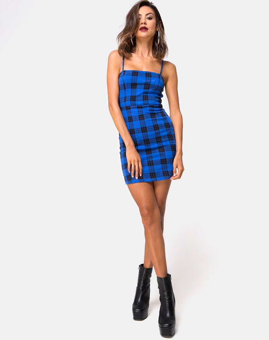Afbeelding van Boco Mini Dress in Tartan Blue