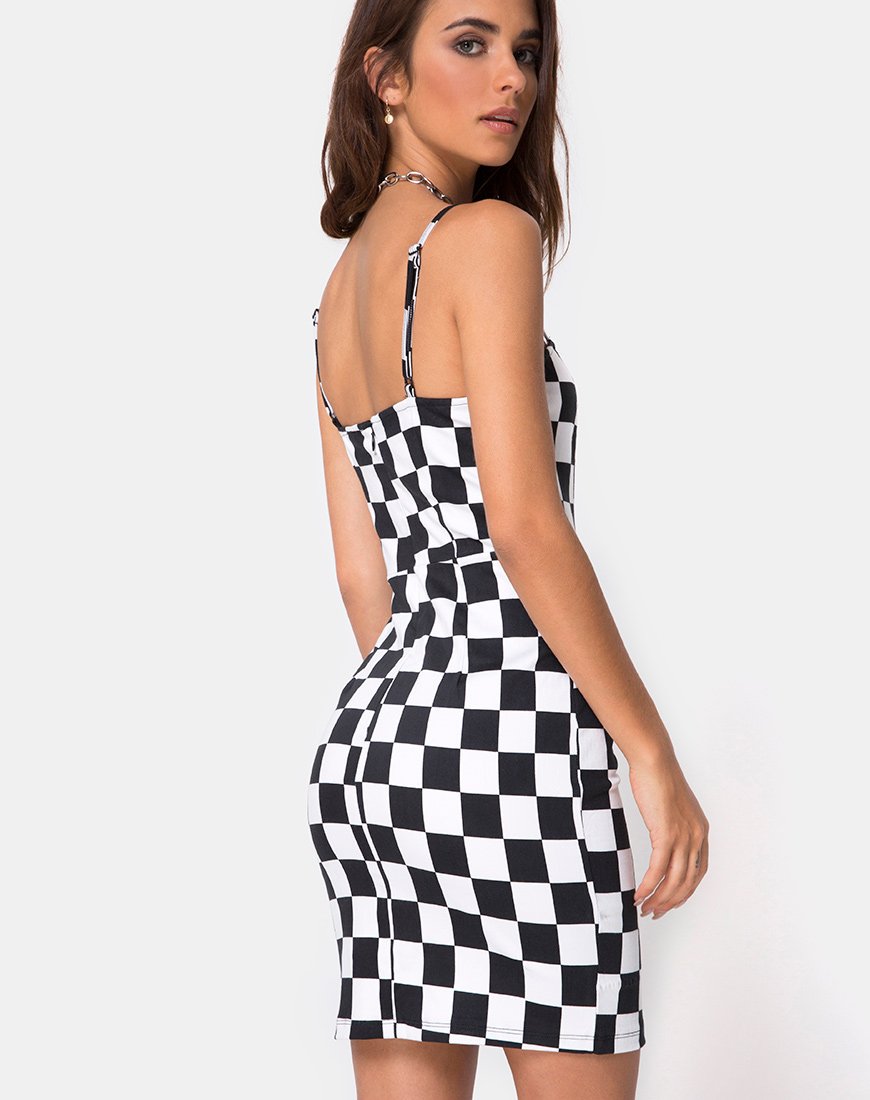 Afbeelding van Boco Jurk in Ruitjesbord Medium Z/W