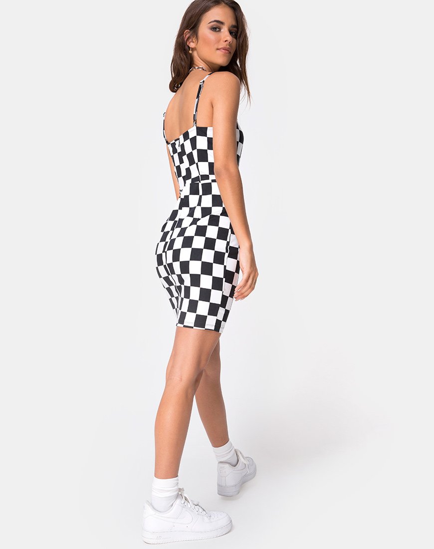 Afbeelding van Boco Jurk in Ruitjesbord Medium Z/W