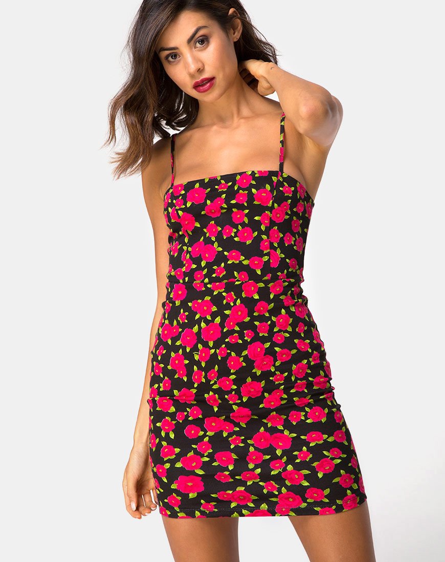 Afbeelding van Boco Bodycon Jurk in Rood Bloeiend