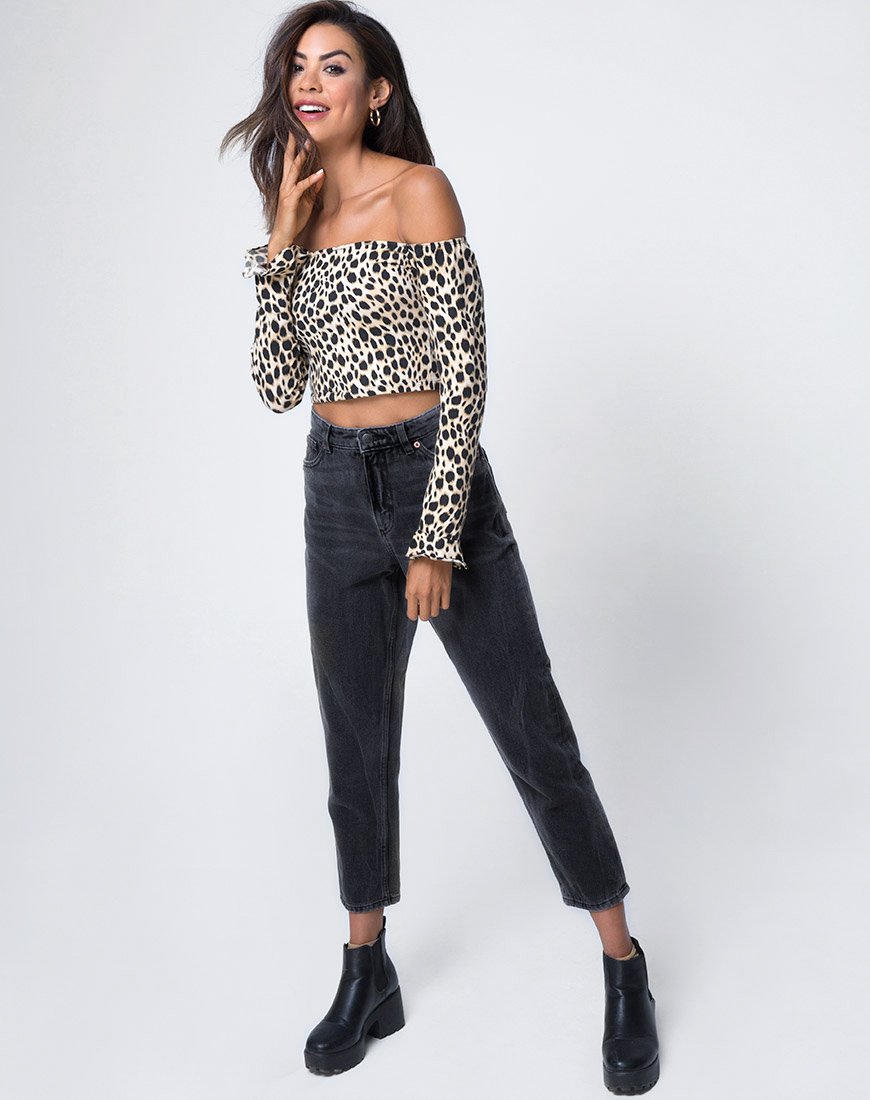 Afbeelding van Gaga Off The Shoulder Top in Cheetah