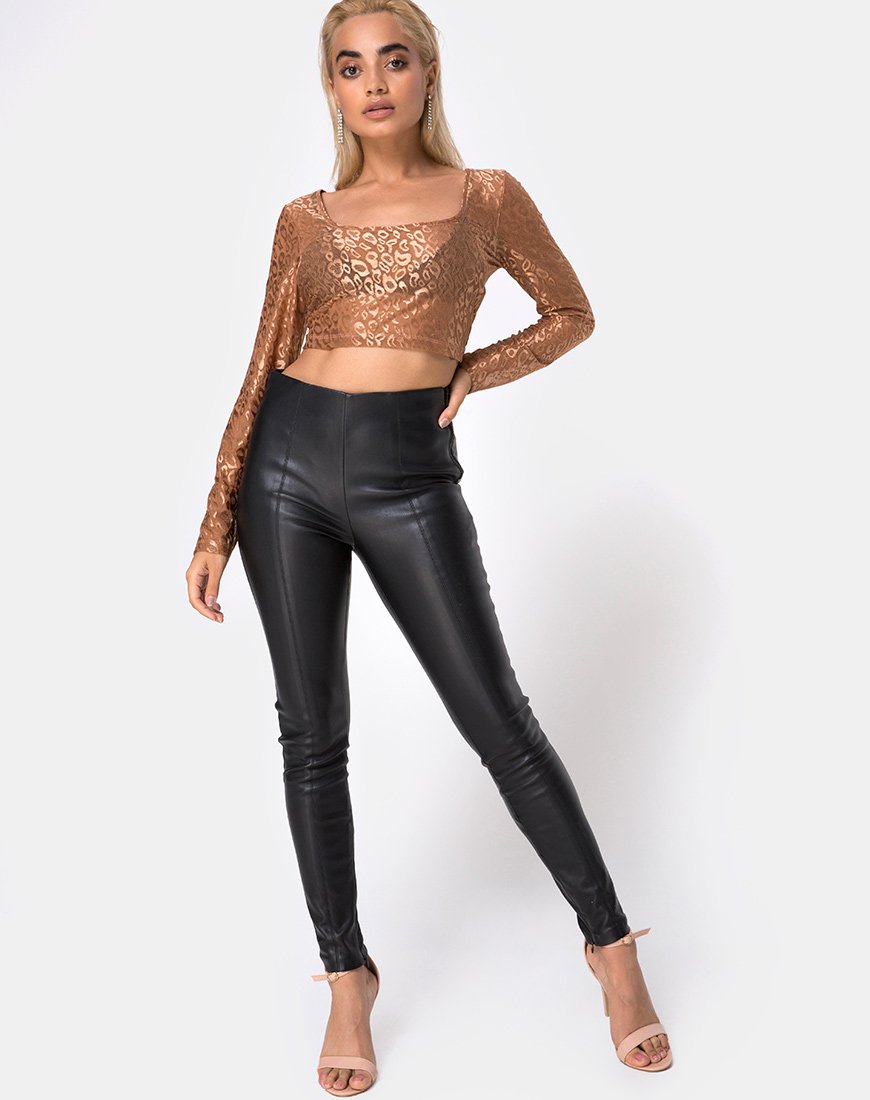 Afbeelding van Bon Top in Leopard Sheen Net Caramel