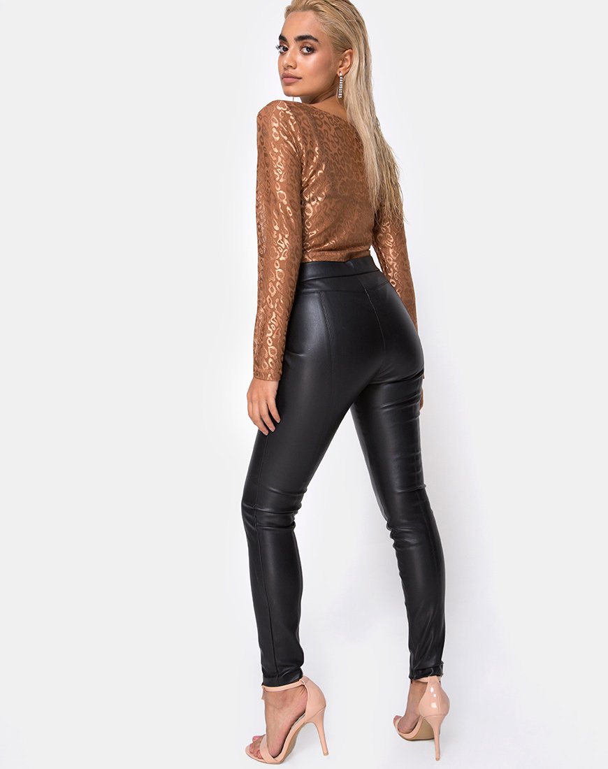 Afbeelding van Bon Top in Leopard Sheen Net Caramel