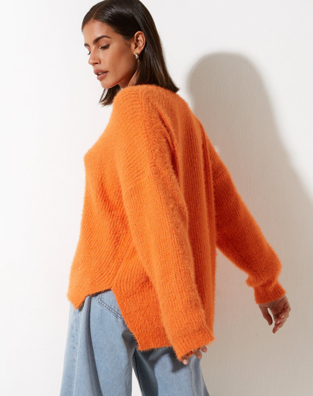 Bondy trui in gebreid kaki oranje
