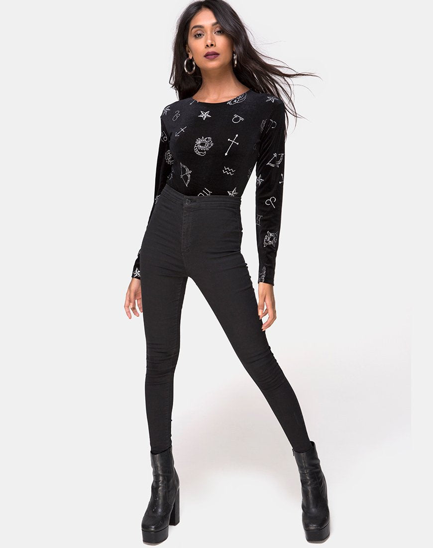 Afbeelding van Bonella Body in zwart fluweel Medium Astro Glitter