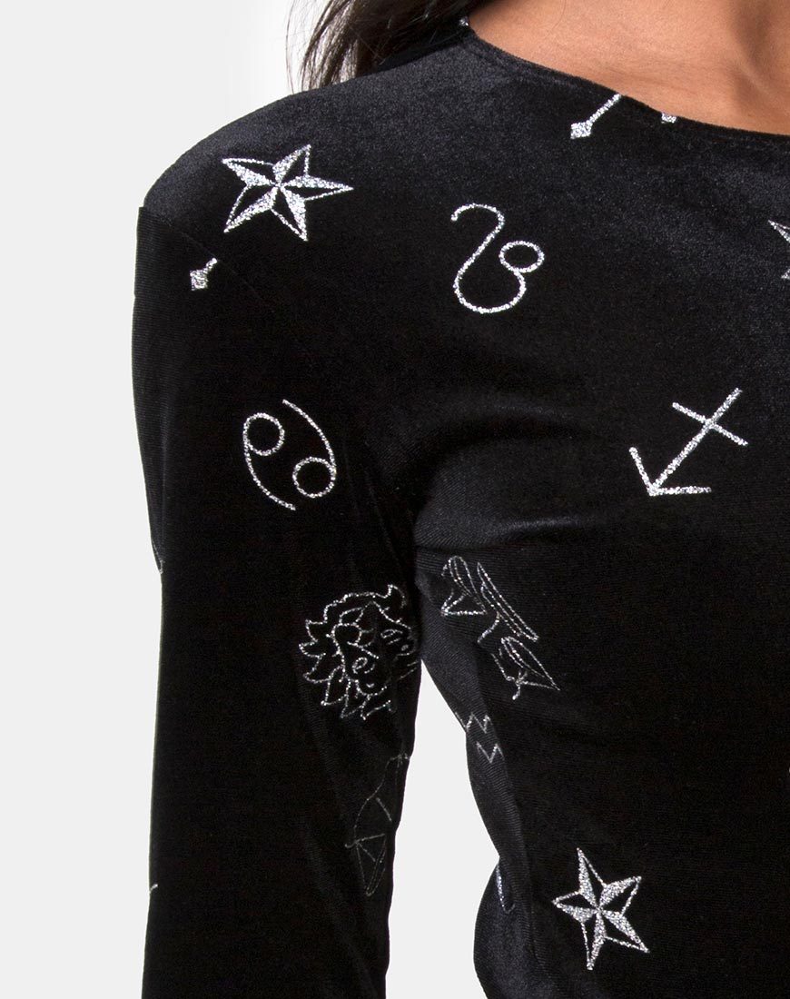 Afbeelding van Bonella Body in zwart fluweel Medium Astro Glitter