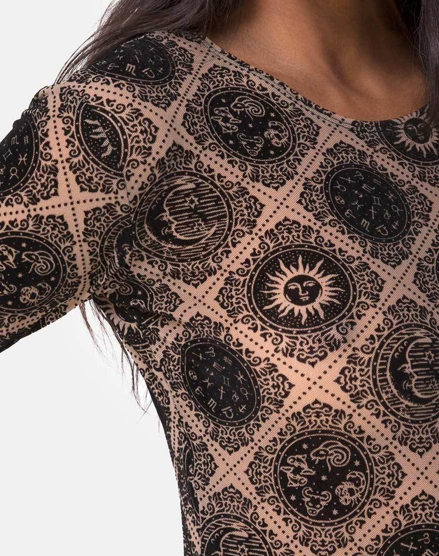Afbeelding van Bonella Bodice Taupe Net met Zwart Tekenvlokje