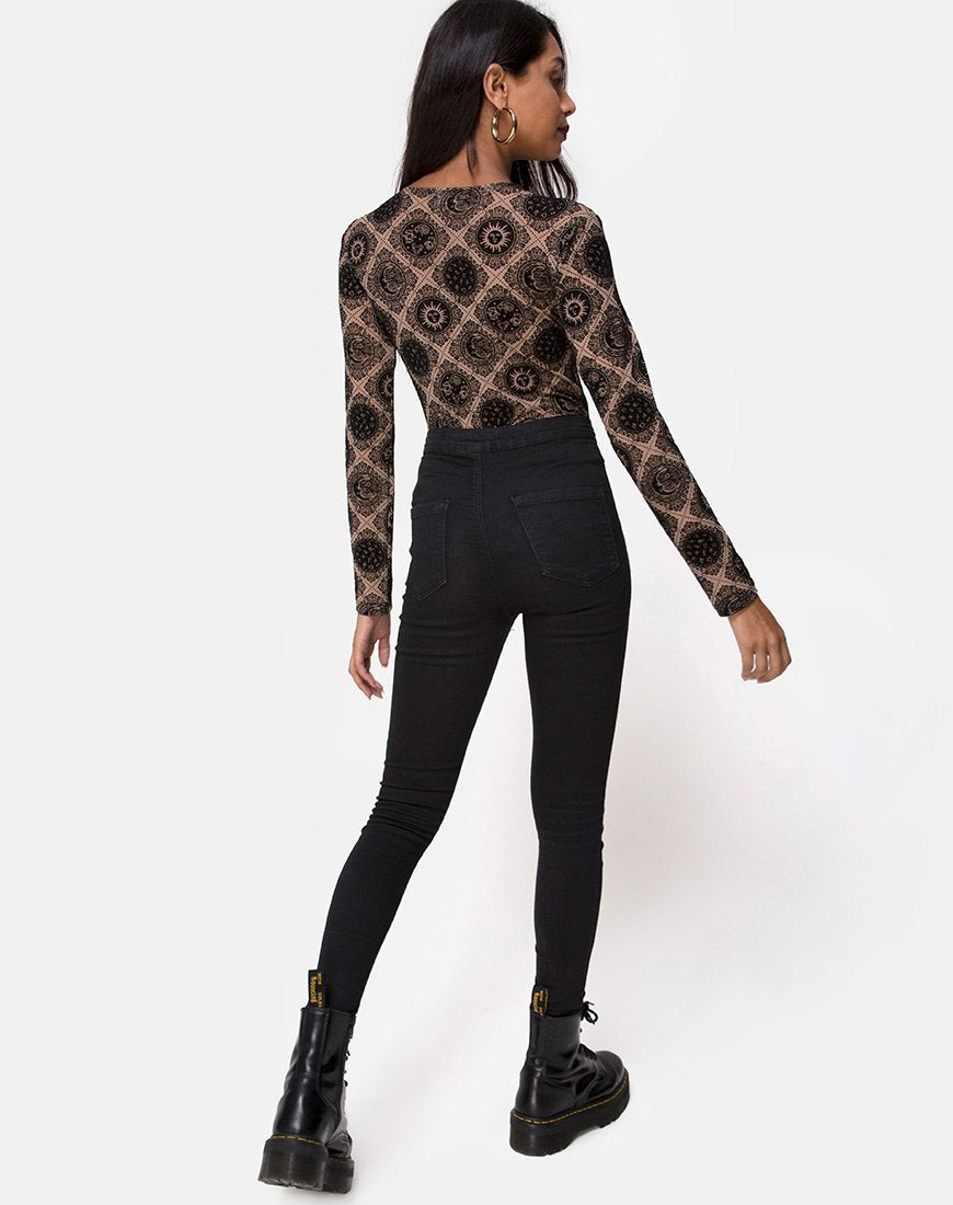 Afbeelding van Bonella Bodice Taupe Net met Zwart Tekenvlokje