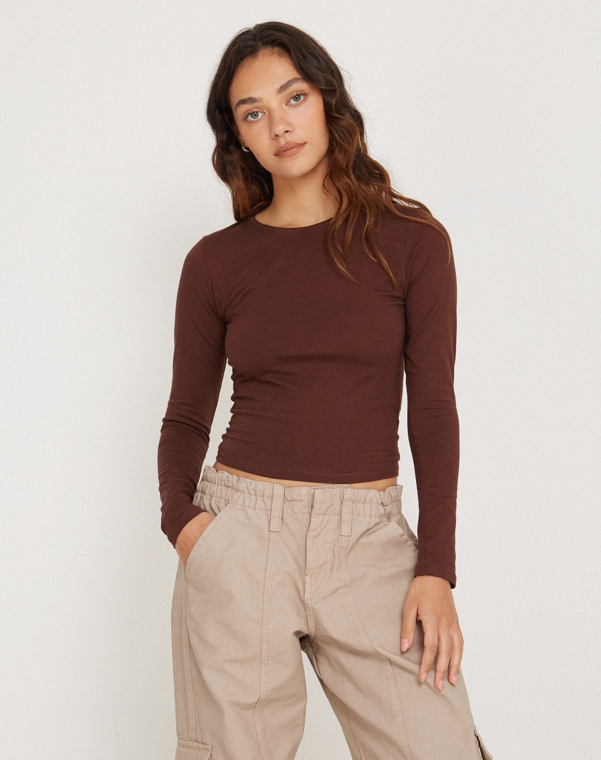 Afbeelding van Bonja Lange Mouw Top in Seal Brown