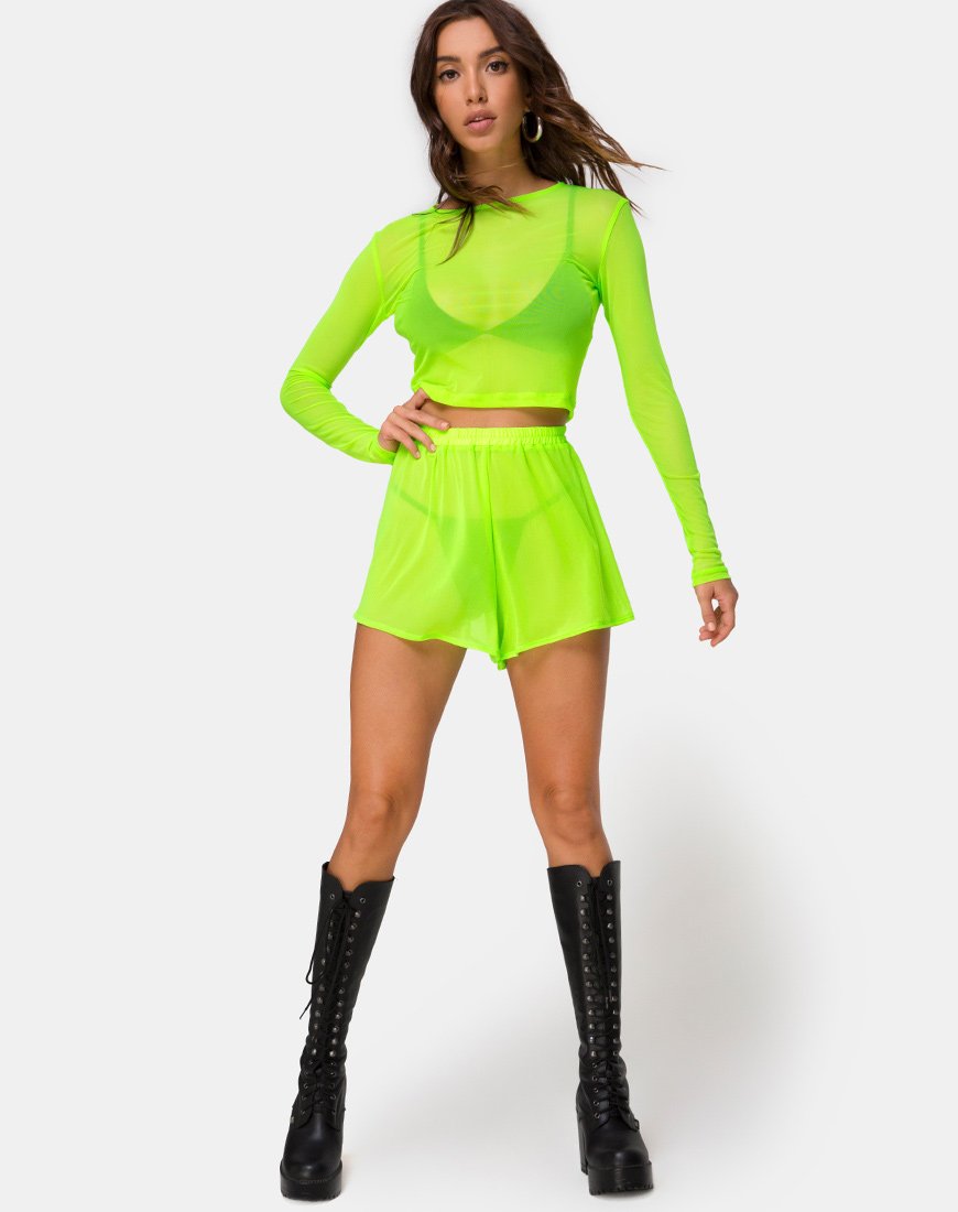 Afbeelding van Bonnie Crop Top in Fluogeel Net
