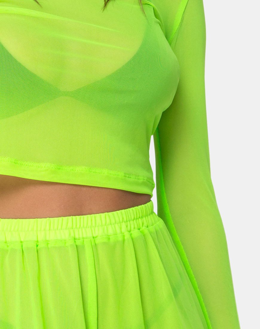 Afbeelding van Bonnie Crop Top in Fluogeel Net