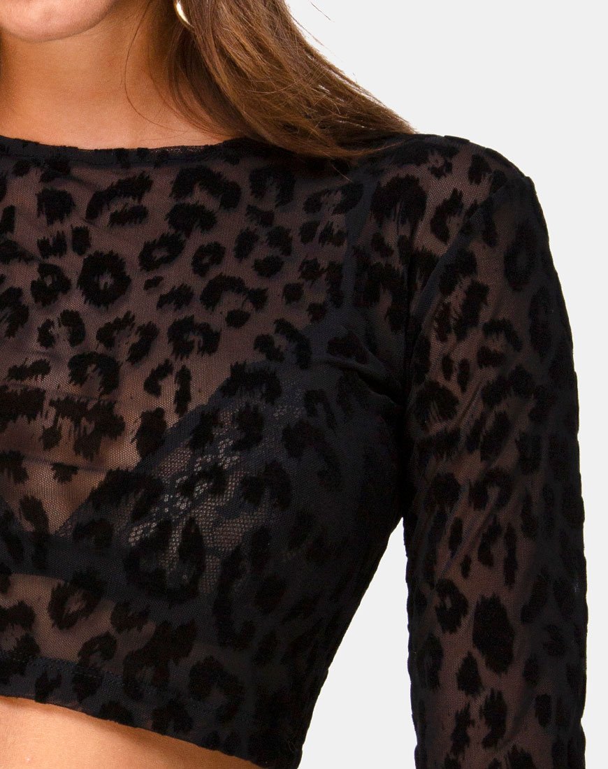Afbeelding van Bonnie Crop Top in Animal Net Zwart