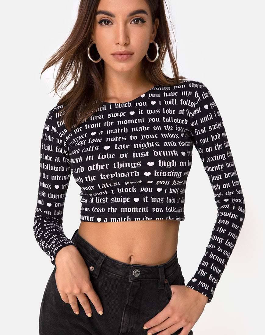 Afbeelding van Bonnie Crop Top in Zwart Love At First Swipe