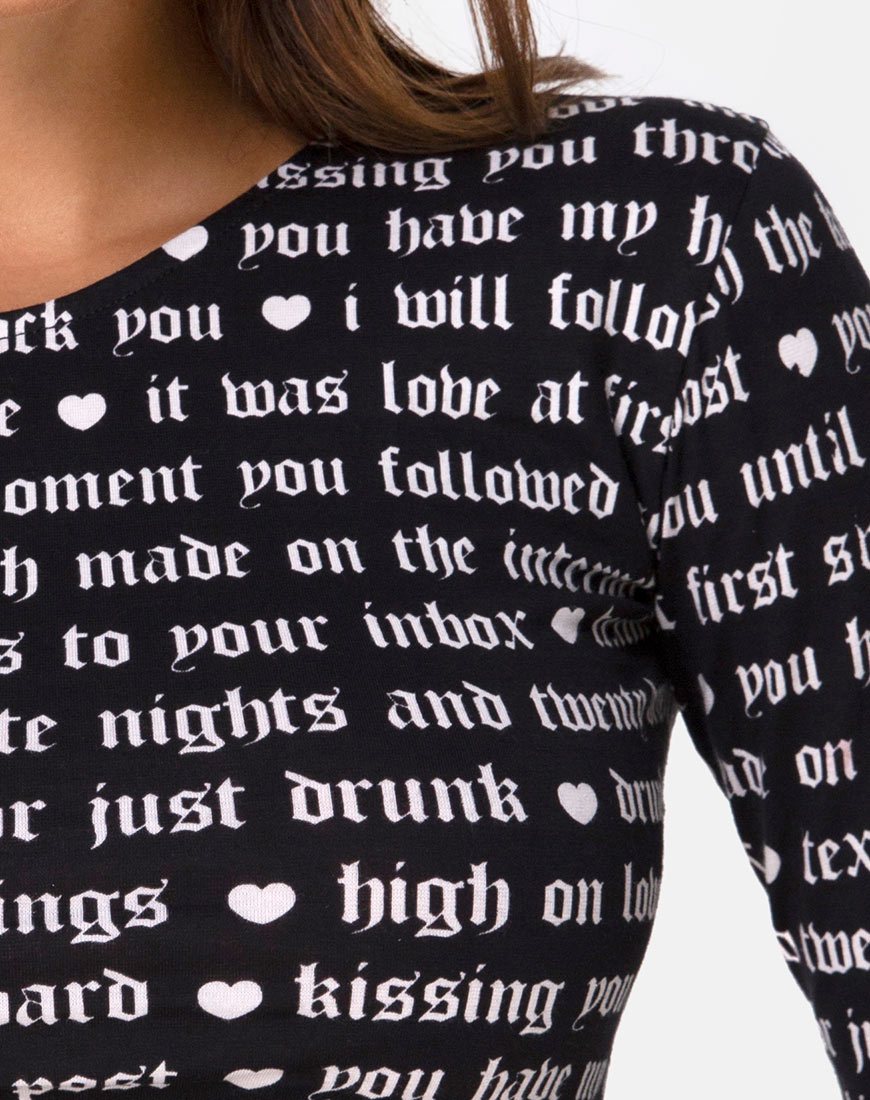 Afbeelding van Bonnie Crop Top in Zwart Love At First Swipe